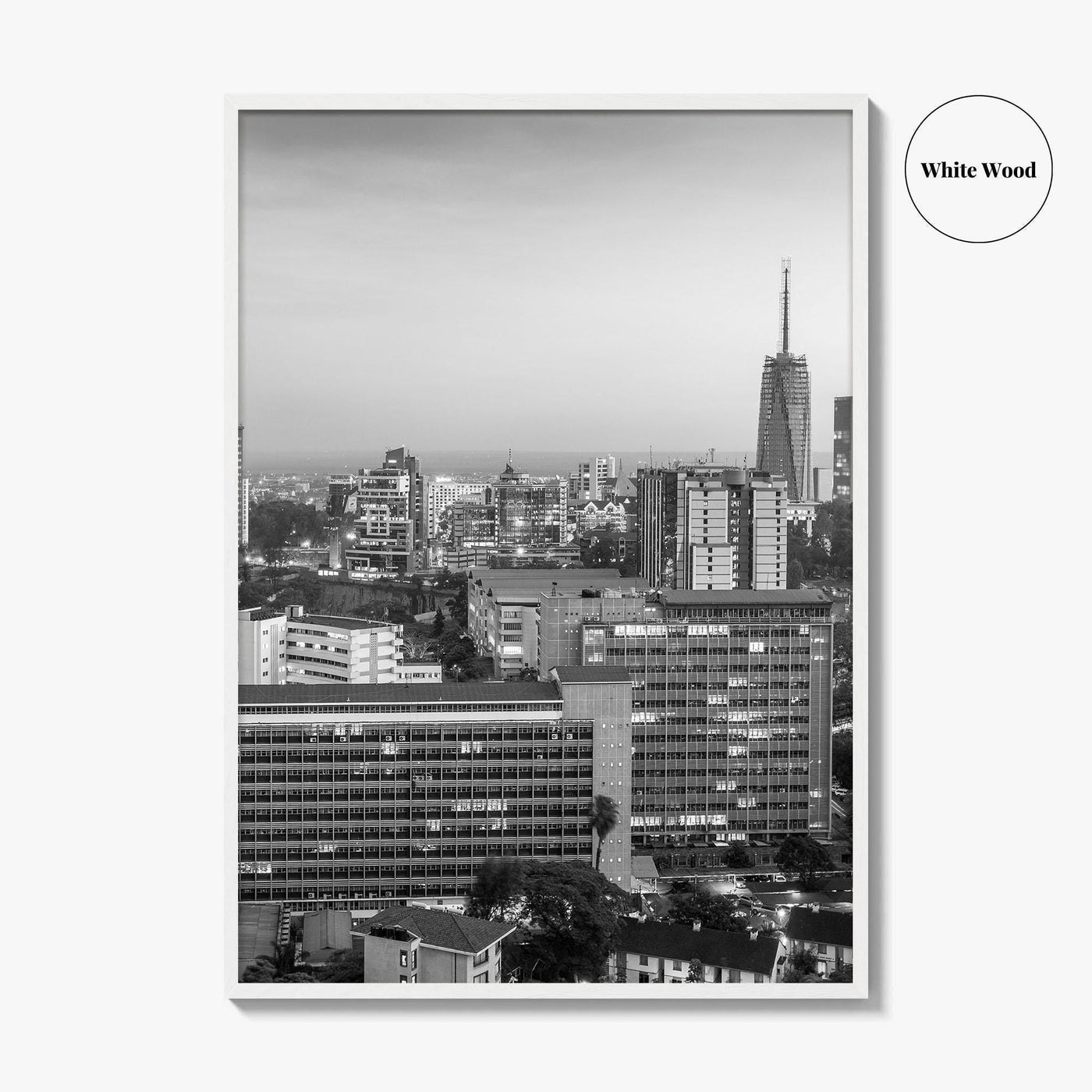 Nairobi Skyline Black and White Fine Art Photo Print, Kenya Poster, East Africa Poster