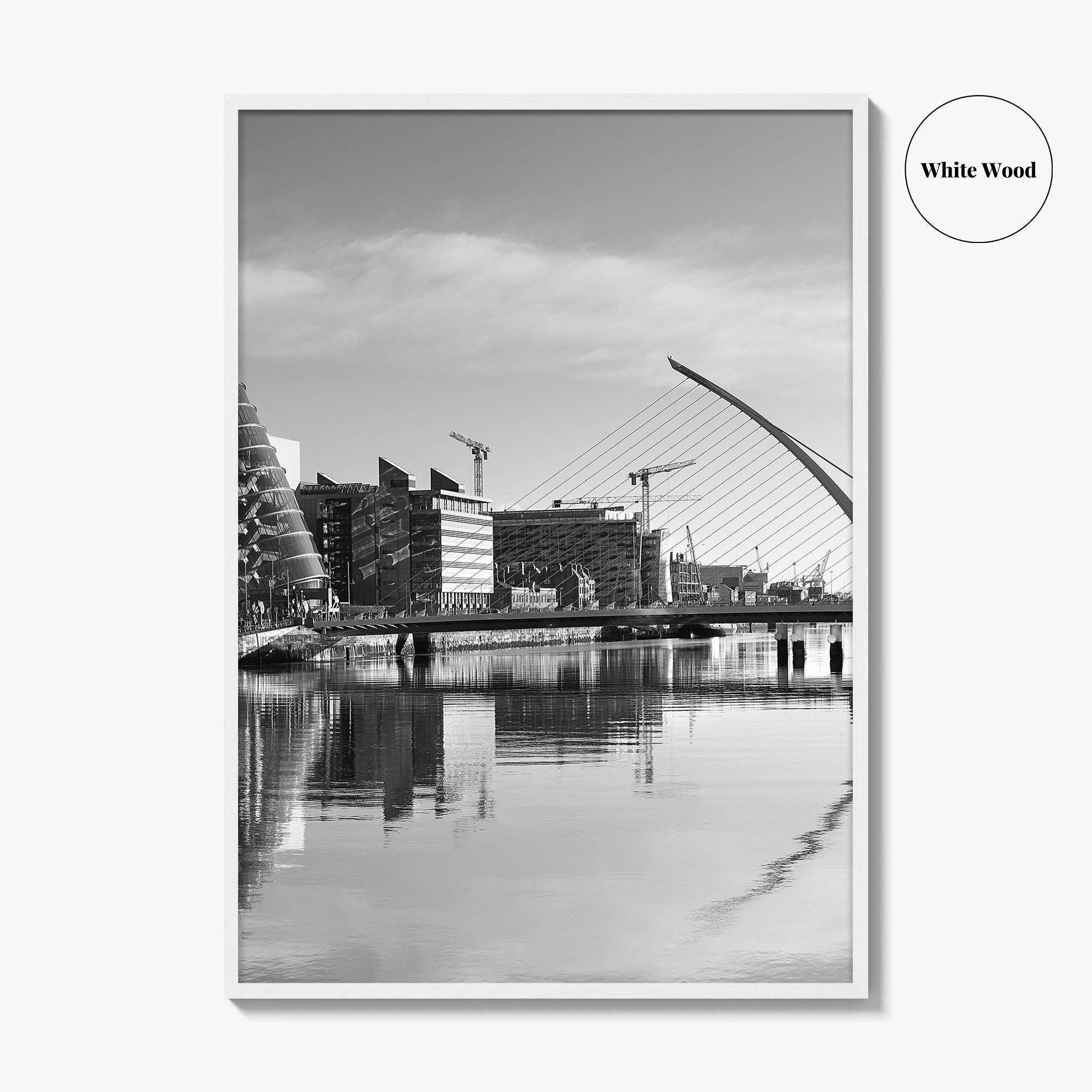 Dublin Black and White Fine Art Photo Print, River Liffey, Samuel Beckett Bridge, Ireland