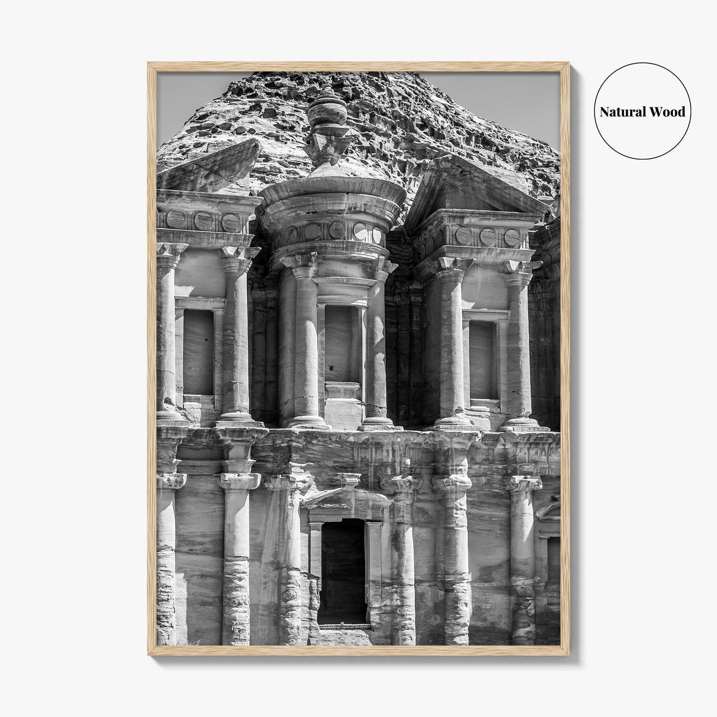 Petra Black and White Fine Art Photo Print, Monastery, Jordan Wall Poster