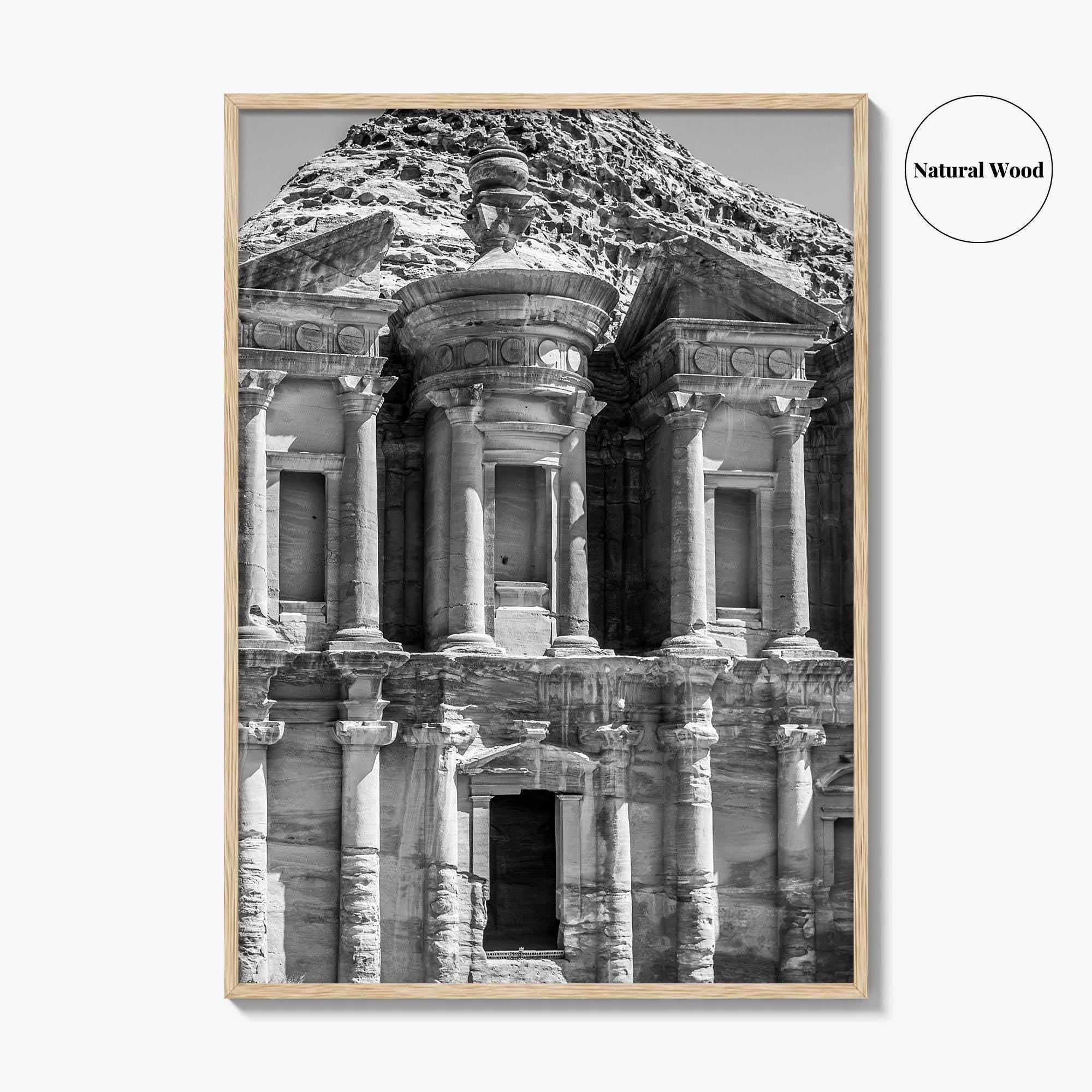 Petra Black and White Fine Art Photo Print, Monastery, Jordan Wall Poster