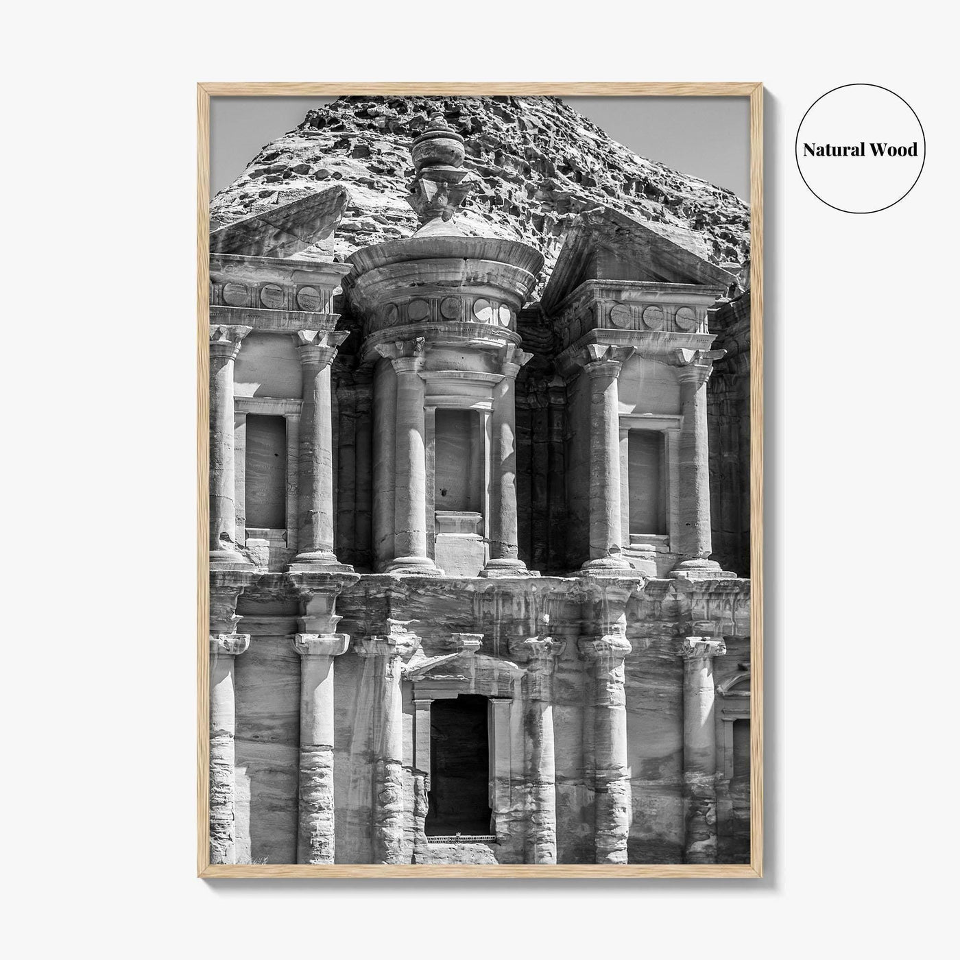Petra Black and White Fine Art Photo Print, Monastery, Jordan Wall Poster