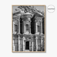Petra Black and White Fine Art Photo Print, Monastery, Jordan Wall Poster