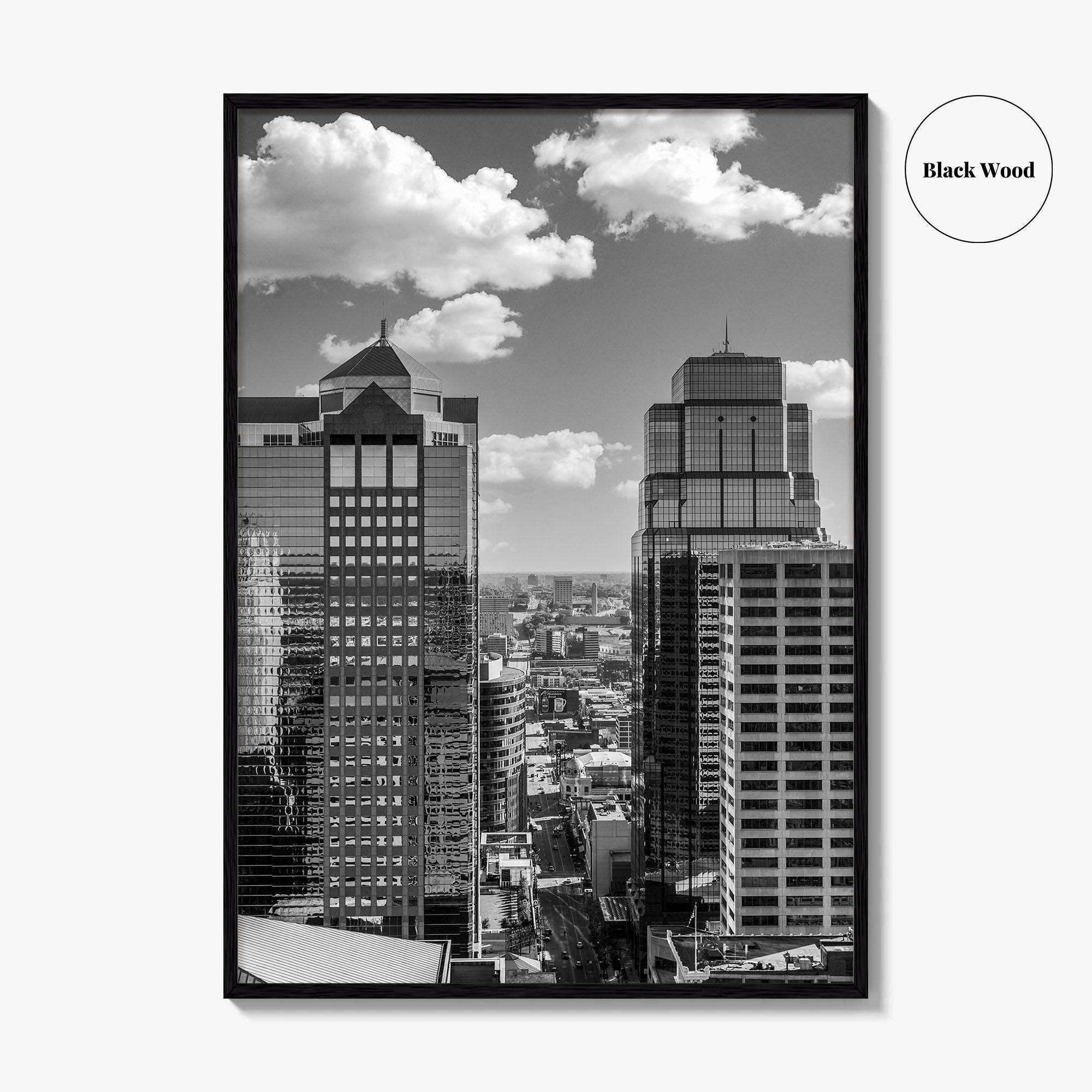 Kansas City Skyline Black and White Fine Art Photo Print, Downtown, Missouri, KC, USA
