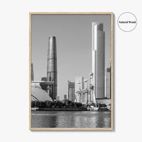 Guangzhou Skyline Black and White Fine Art Photo Print, Pearl River, Guangdong China Poster
