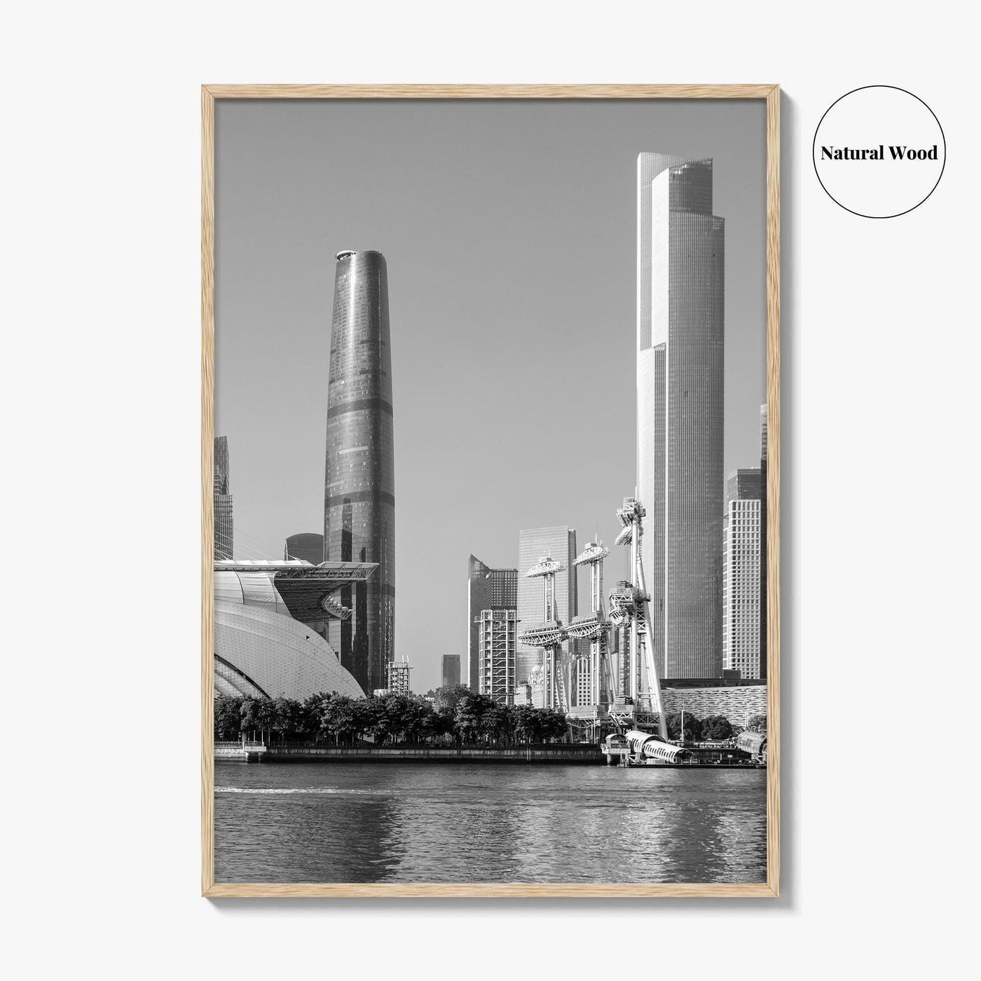 Guangzhou Skyline Black and White Fine Art Photo Print, Pearl River, Guangdong China Poster