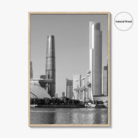 Guangzhou Skyline Black and White Fine Art Photo Print, Pearl River, Guangdong China Poster