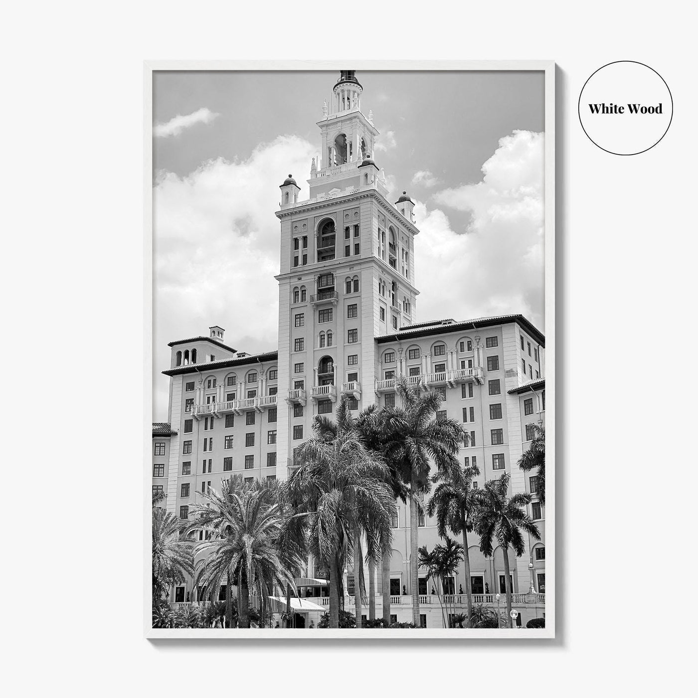 Coral Gables Black and White Fine Art Photo Print, Biltmore Hotel Miami Poster