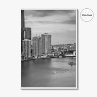 Brisbane Skyline Black and White Fine Art Photo Print, Wall Poster, Queensland Australia