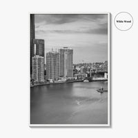 Brisbane Skyline Black and White Fine Art Photo Print, Wall Poster, Queensland Australia