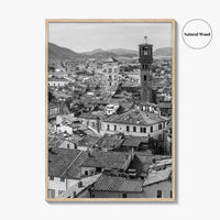 Lucca Black and White Fine Art Photo Print, Tuscany Italy Guinigi Tower View Poster