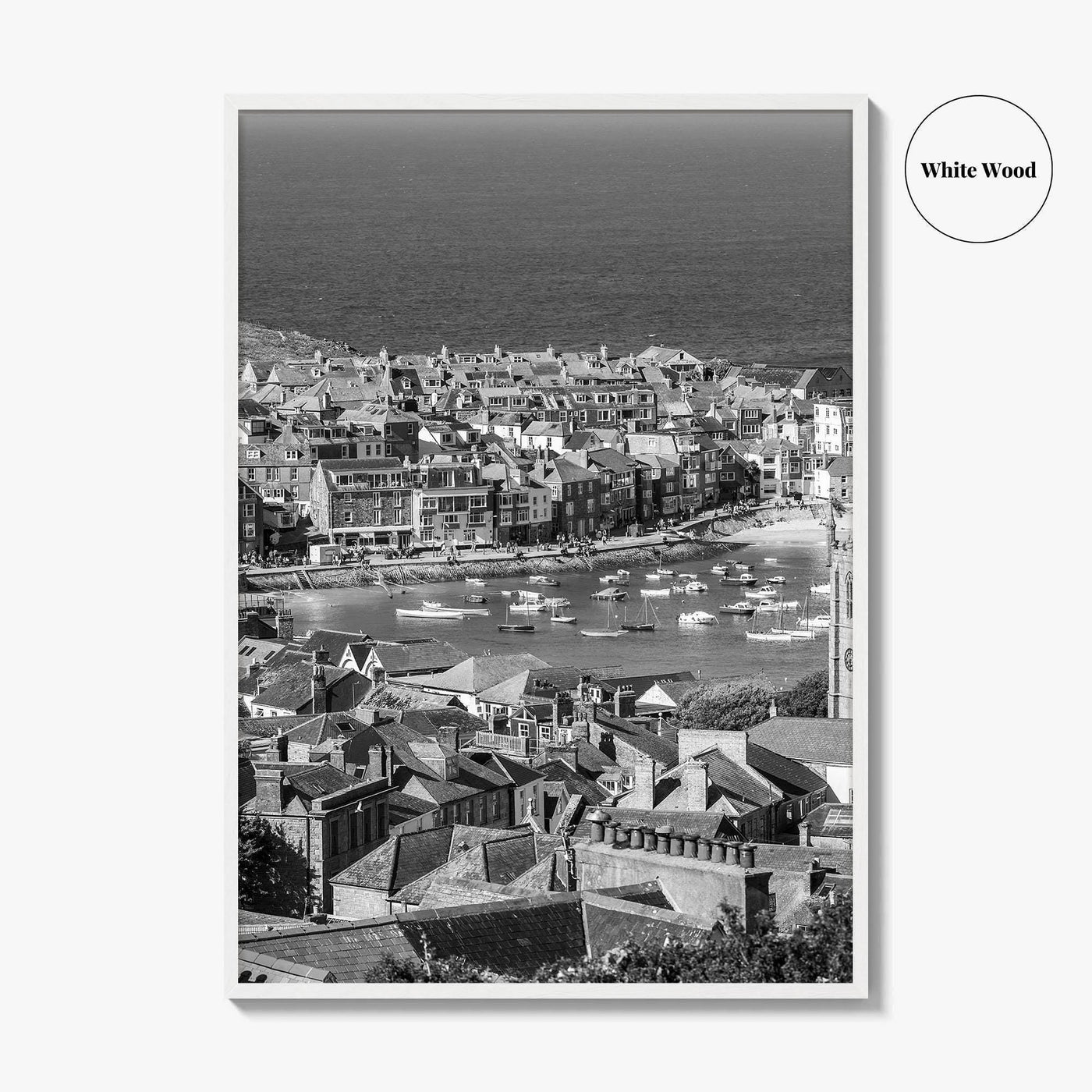 St Ives Black and White Fine Art Photo Print, Cornwall England Poster, Harbour