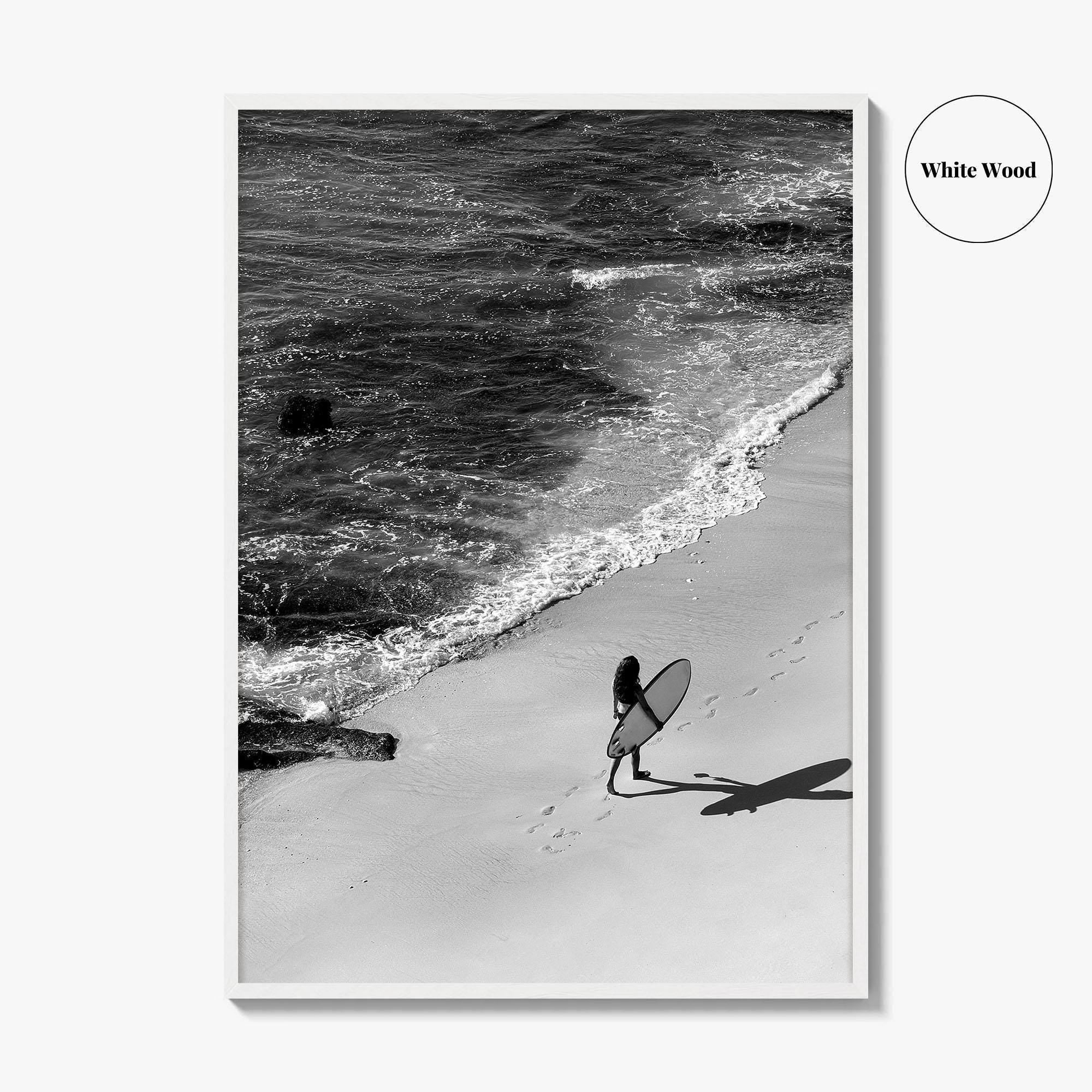 Bali Black and White Fine Art Photo Print, Indonesia Surf Beach Wall Decor Poster