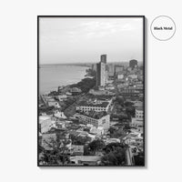 Guayaquil Skyline Black and White Fine Art Photo Print, Guayas River, Ecuador Wall Poster