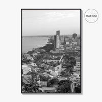 Guayaquil Skyline Black and White Fine Art Photo Print, Guayas River, Ecuador Wall Poster