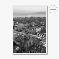 Leesburg Black and White Fine Art Photo Print, Market Station Aerial, Loudoun County Virginia