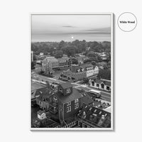 Leesburg Black and White Fine Art Photo Print, Market Station Aerial, Loudoun County Virginia