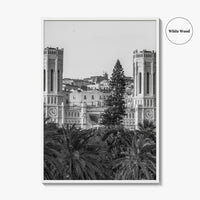 Cagliari Skyline Black and White Fine Art Photo Print, Sardinia Civic Palace Italy Poster
