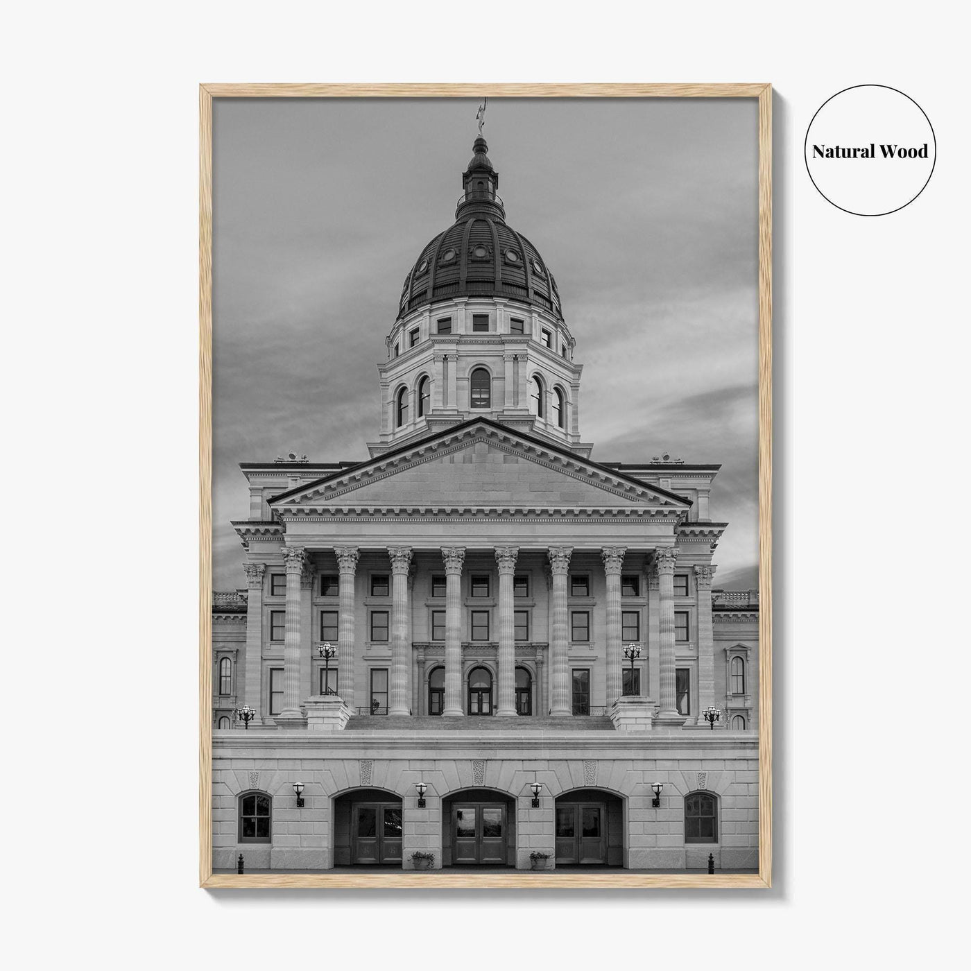 Kansas Black White Fine Art Photo Print, Topeka KS State Capitol Building, USA Poster