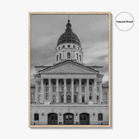 Kansas Black White Fine Art Photo Print, Topeka KS State Capitol Building, USA Poster