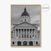 Kansas Black White Fine Art Photo Print, Topeka KS State Capitol Building, USA Poster