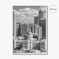 Indianapolis Skyline Black and White Fine Art Photo Print, Indiana State House Poster