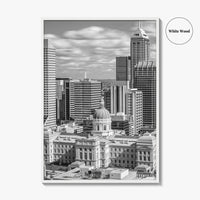 Indianapolis Skyline Black and White Fine Art Photo Print, Indiana State House Poster