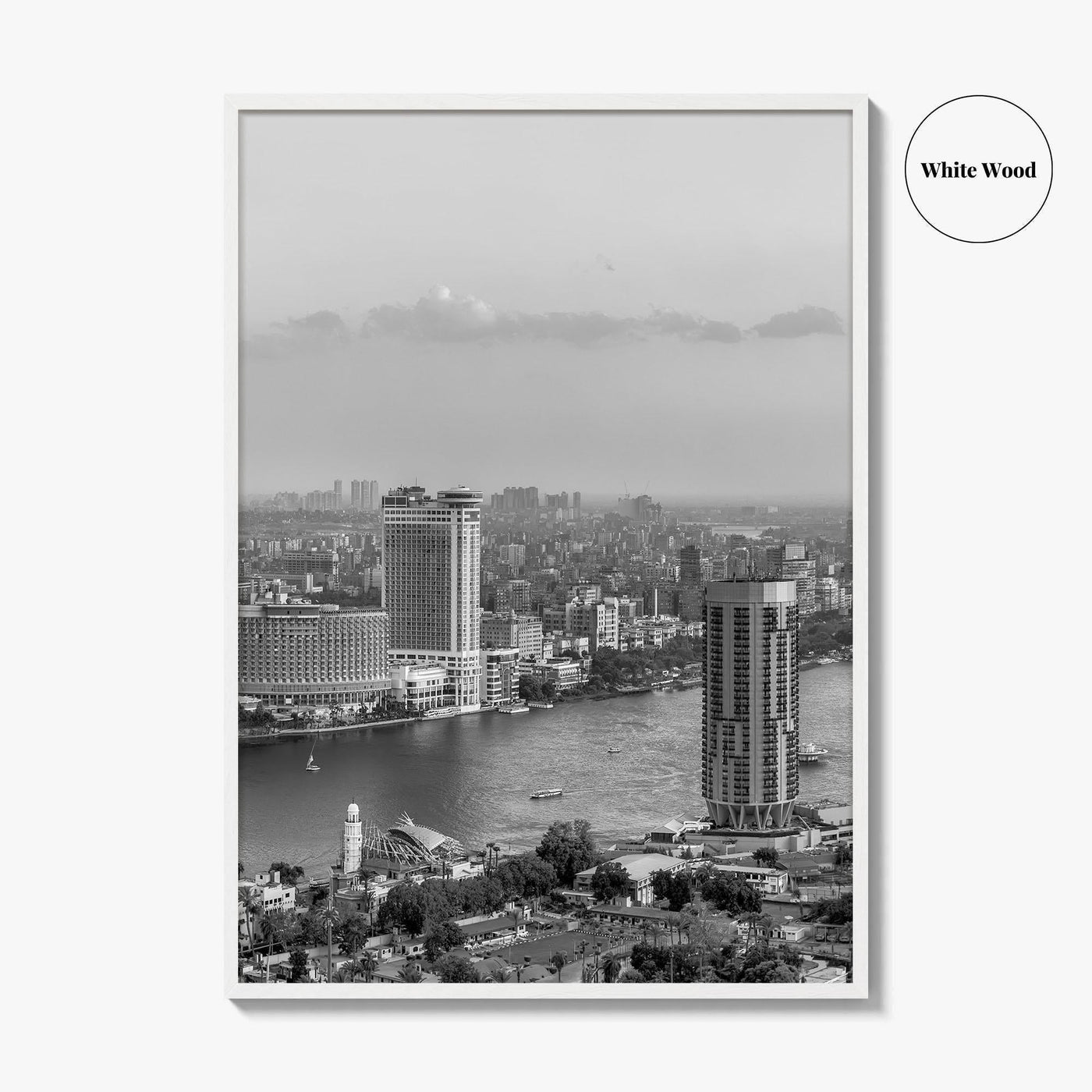 Cairo Black and White Fine Art Photo Print, Nile River, Egypt Wall Art