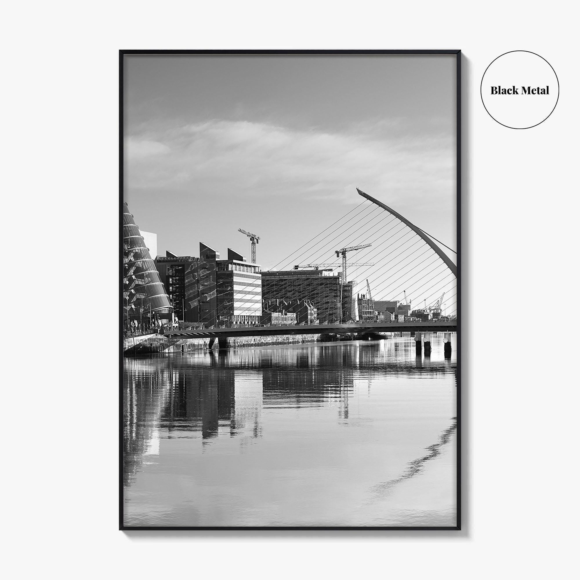 Dublin Black and White Fine Art Photo Print, River Liffey, Samuel Beckett Bridge, Ireland