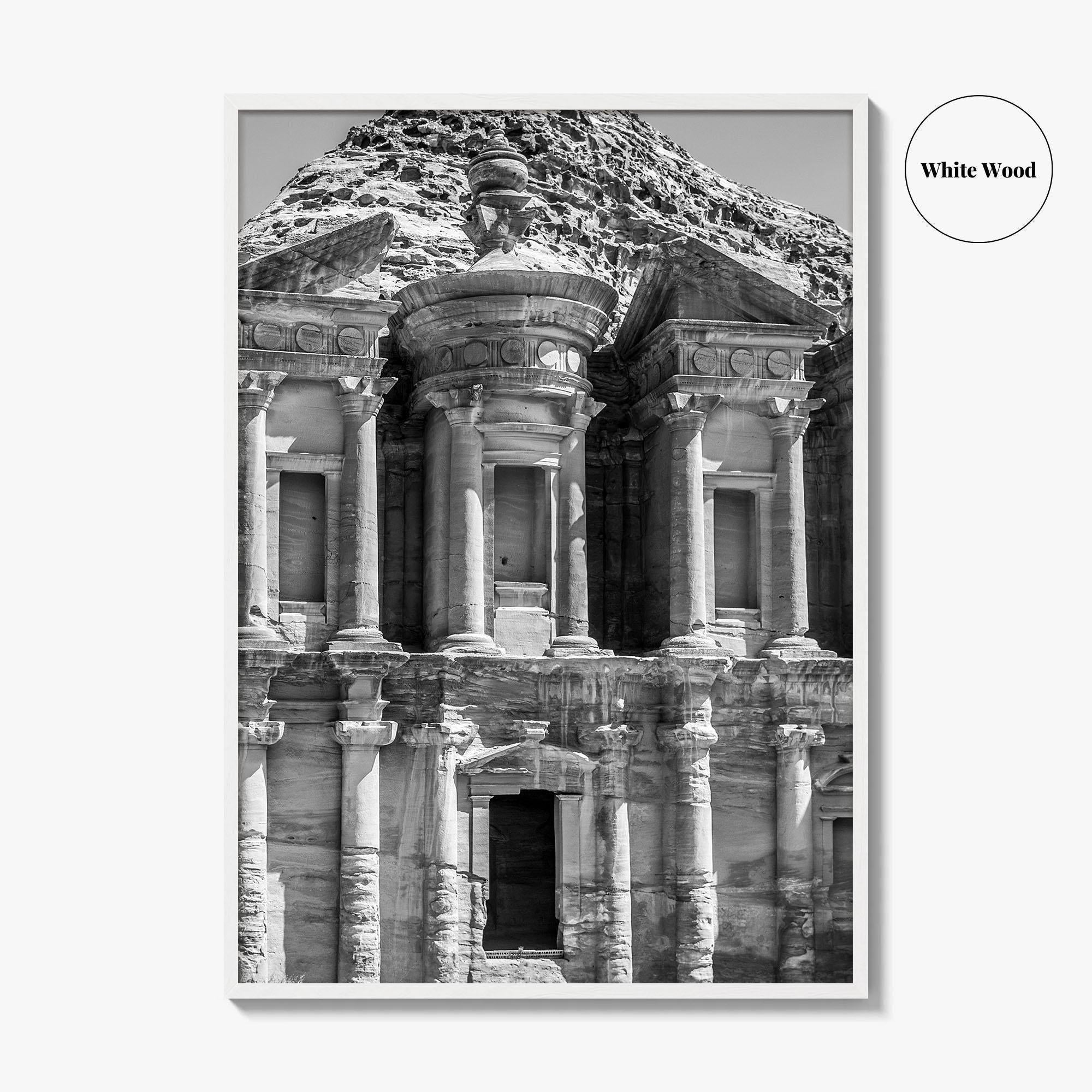 Petra Black and White Fine Art Photo Print, Monastery, Jordan Wall Poster