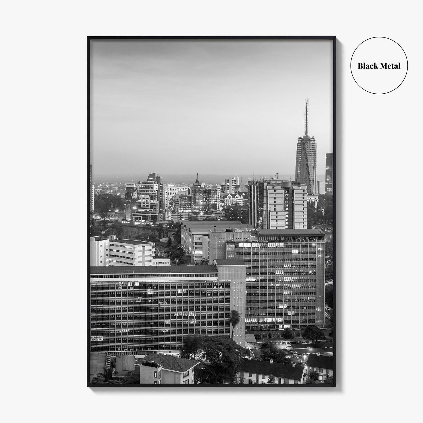 Nairobi Skyline Black and White Fine Art Photo Print, Kenya Poster, East Africa Poster