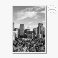 Calgary Skyline Black and White Fine Art Photo Print, City Bow River Alberta Poster