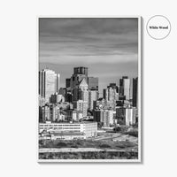 Edmonton Skyline Black and White Fine Art Photo Print, Alberta Canada Wall Decor Poster