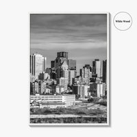 Edmonton Skyline Black and White Fine Art Photo Print, Alberta Canada Wall Decor Poster