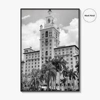 Coral Gables Black and White Fine Art Photo Print, Biltmore Hotel Miami Poster