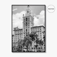 Coral Gables Black and White Fine Art Photo Print, Biltmore Hotel Miami Poster