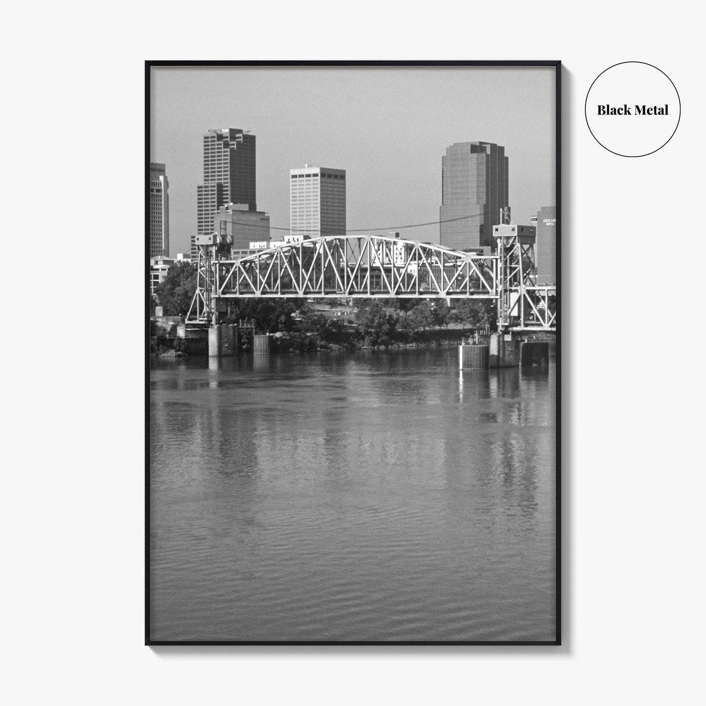 Little Rock Black and White Fine Art Photo Print, Arkansas River Bridge, AR, USA