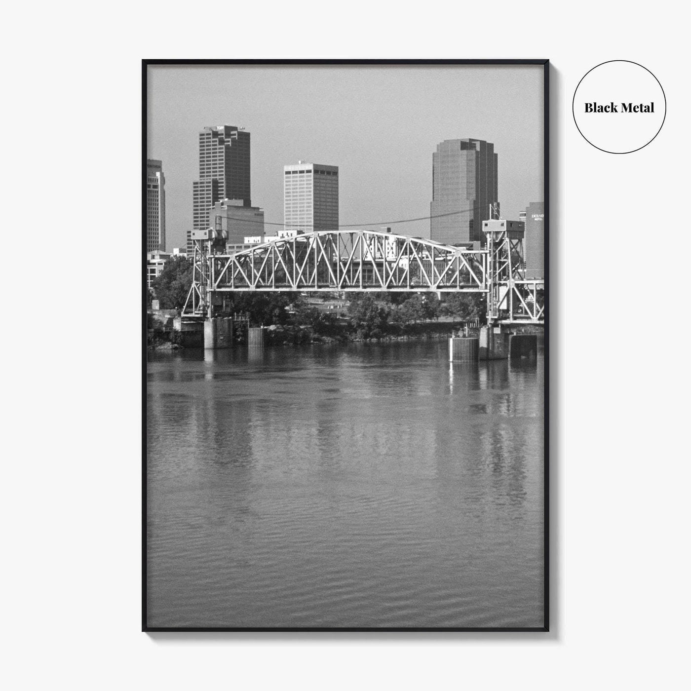 Little Rock Black and White Fine Art Photo Print, Arkansas River Bridge, AR, USA