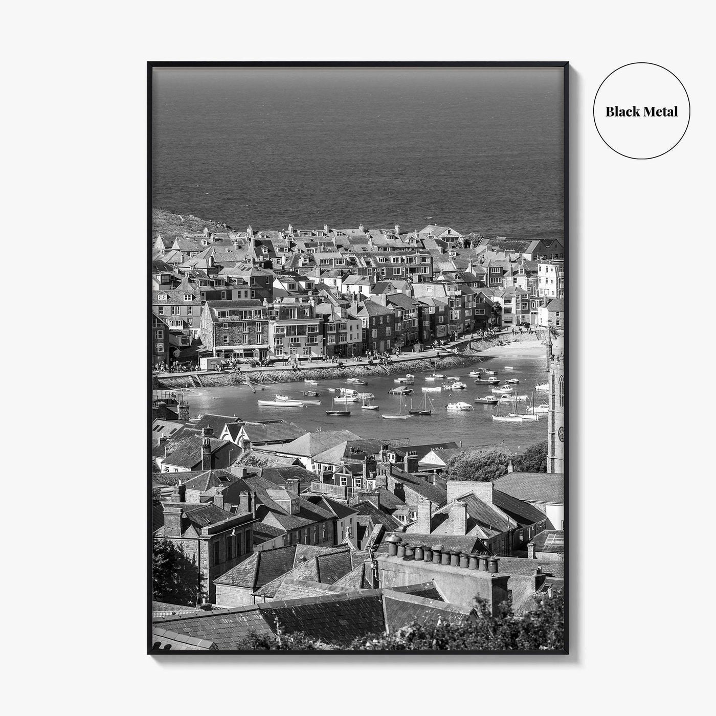 St Ives Black and White Fine Art Photo Print, Cornwall England Poster, Harbour