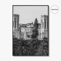 Cagliari Skyline Black and White Fine Art Photo Print, Sardinia Civic Palace Italy Poster