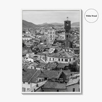Lucca Black and White Fine Art Photo Print, Tuscany Italy Guinigi Tower View Poster