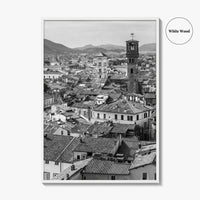 Lucca Black and White Fine Art Photo Print, Tuscany Italy Guinigi Tower View Poster