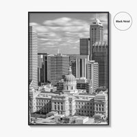 Indianapolis Skyline Black and White Fine Art Photo Print, Indiana State House Poster