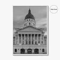 Kansas Black White Fine Art Photo Print, Topeka KS State Capitol Building, USA Poster