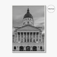 Kansas Black White Fine Art Photo Print, Topeka KS State Capitol Building, USA Poster