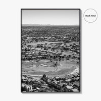 Mesa Black and White Fine Art Photo Print, Arizona USA, Aerial Golf Course, Phoenix