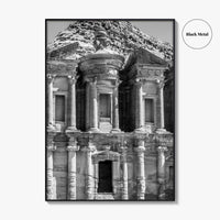 Petra Black and White Fine Art Photo Print, Monastery, Jordan Wall Poster
