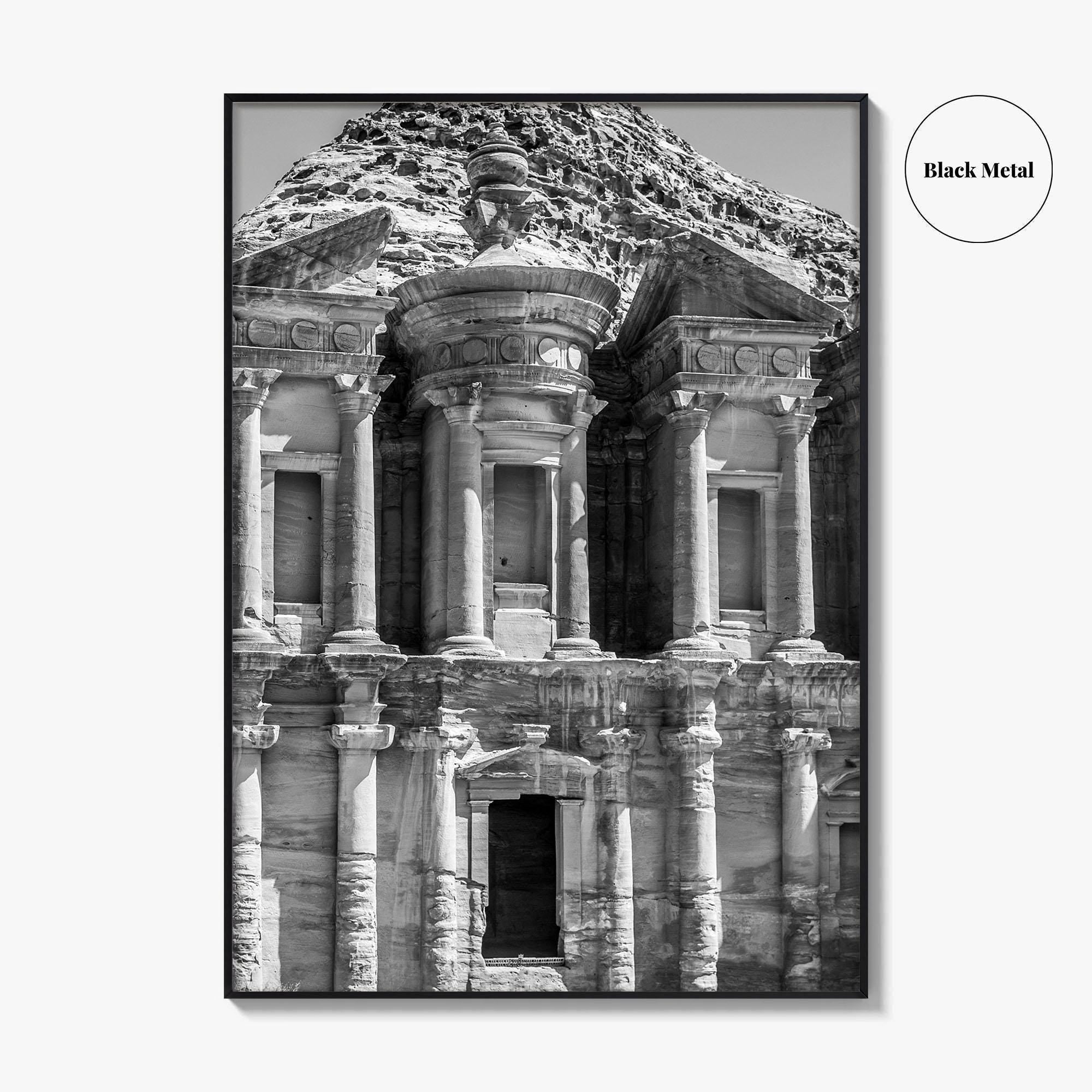 Petra Black and White Fine Art Photo Print, Monastery, Jordan Wall Poster