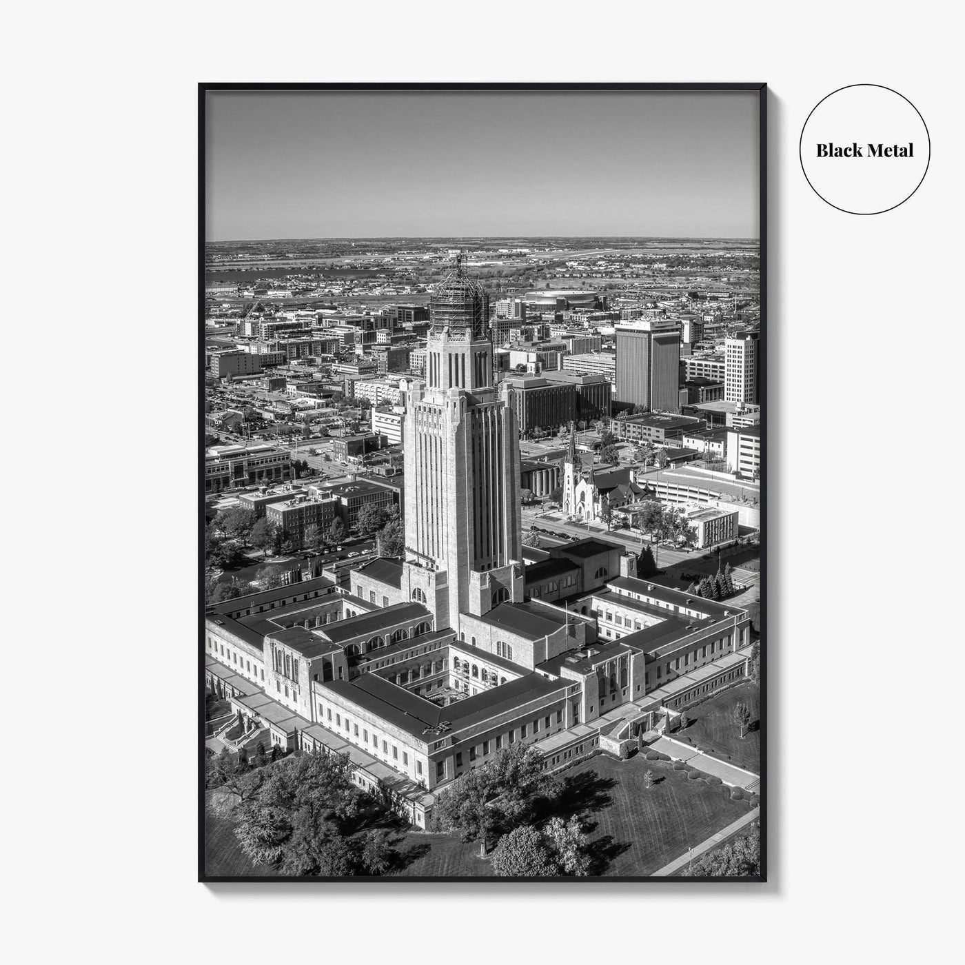 Lincoln Black and White Fine Art Photo Print, Nebraska USA Poster