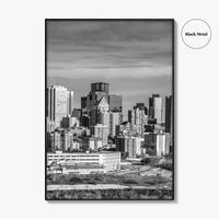Edmonton Skyline Black and White Fine Art Photo Print, Alberta Canada Wall Decor Poster