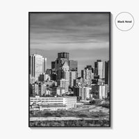 Edmonton Skyline Black and White Fine Art Photo Print, Alberta Canada Wall Decor Poster